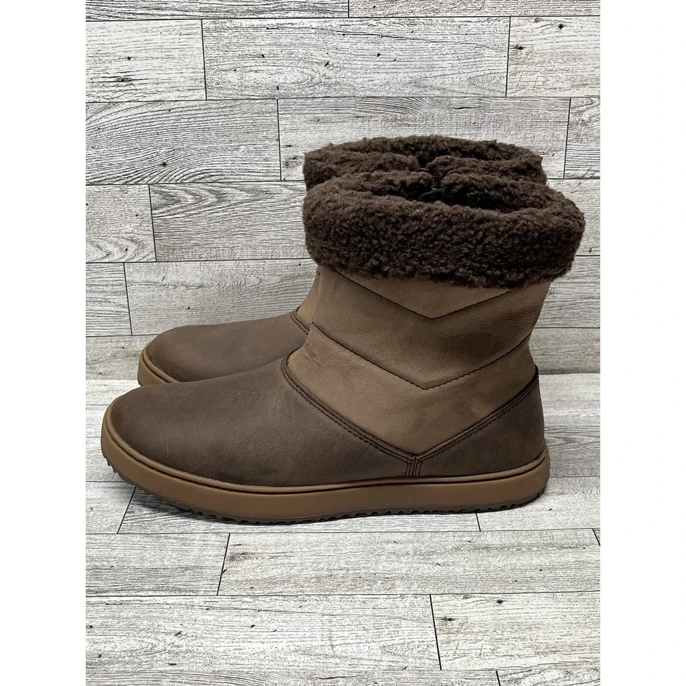 LL Bean 7.5 M Women's Mountainside Boots Mid‎ Fleece-Lined Brown Side Zip